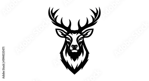 Deer head silhouette on white background