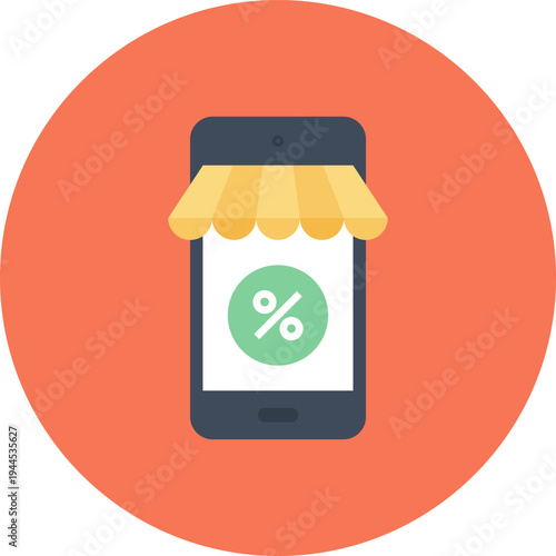 mobile shopping flat web icon concept