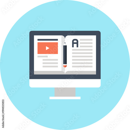 tutorials flat web icon concept