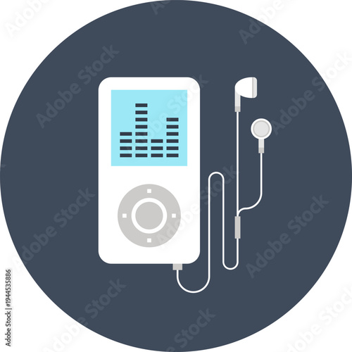 MP3 player flat web icon concept