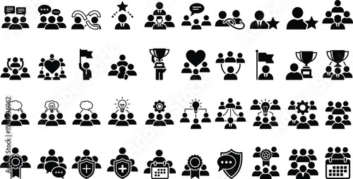 Mini people and activity pictogram icons collection