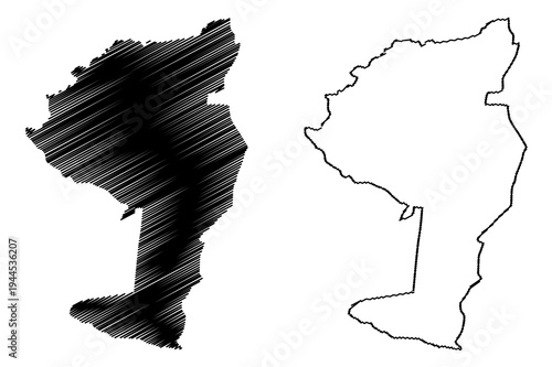 West Garo Hills district (Meghalaya State, Republic of India) map vector illustration, scribble sketch West Garo Hills map