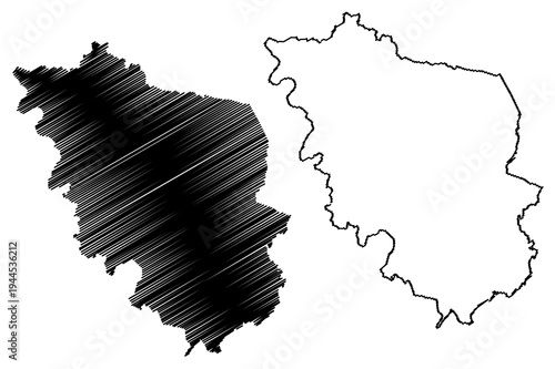 West Champaran district (Bihar State, Tirhut division, Republic of India) map vector illustration, scribble sketch West Champaran map
