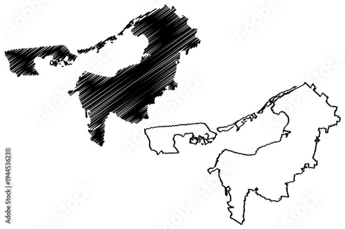 Carmen municipality (Free and Sovereign State of Campeche, Mexico, United Mexican States) map vector illustration, scribble sketch Carmen map