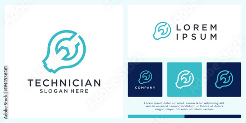 Technician logo design with lamp and spanner