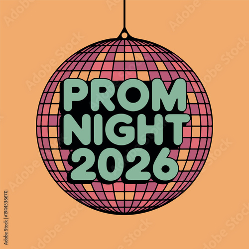 Disco ball with prom night 2026 text vector 1