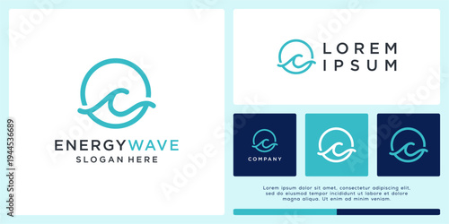 Energy wave logo design with solar tech