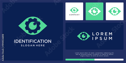 Identification logo design template with eye and gear