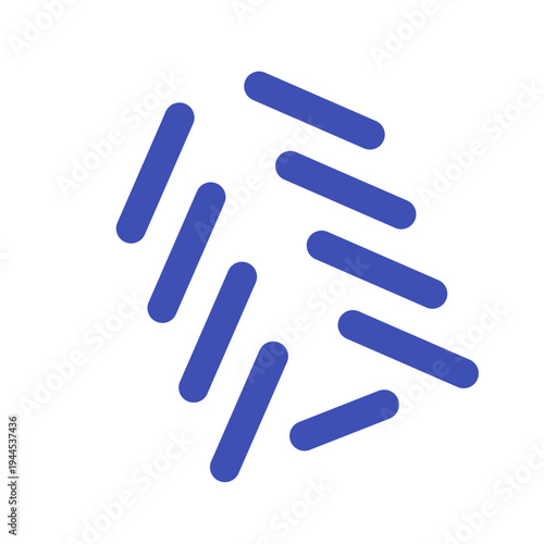 Minimal abstract blue line pattern illustration with diagonal rounded bars, simple modern geometric background design isolated on light background.
