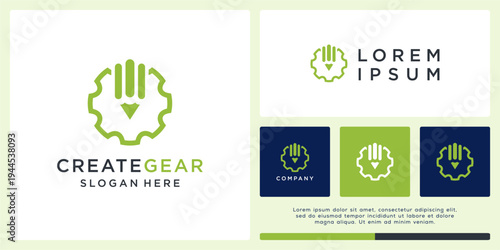 Create gear logo design template with pen