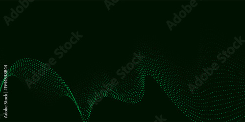 Green dot abstract motion on a dark background decorate  decoration  design  modern simple art wave