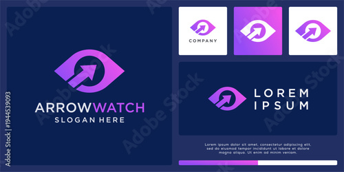 Arrow watch logo design basic eye shape