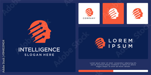 Intelligence logo design template basic arrow head people