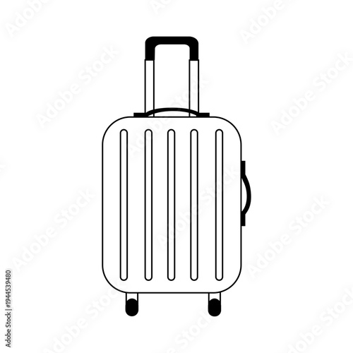 Travel suitcase line icon. Vector illustration of rolling luggage with handle and wheels.