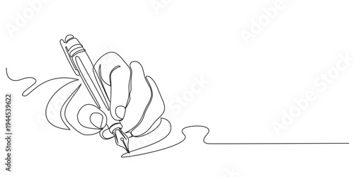 line art hand writing continuous line art drawing hand with pen line art illustration