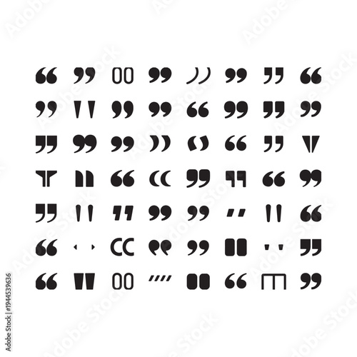 Abstract arrangement of black quotation marks and numerical characters