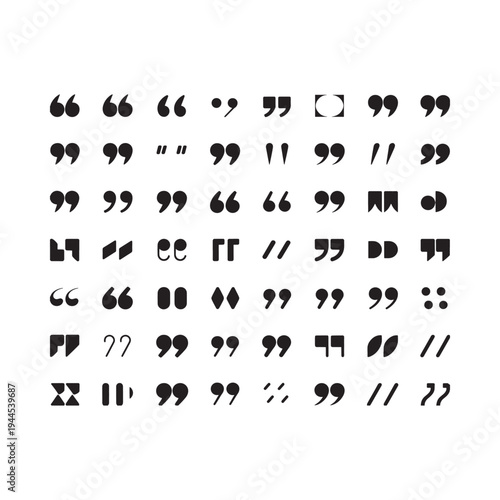Collection of various quotation mark and punctuation symbols in black