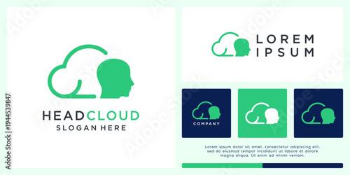 Head cloud logo design template