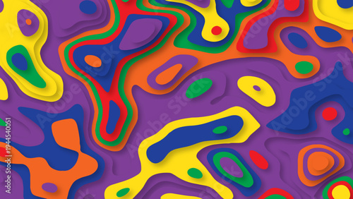 Colorful abstract wavy papercut layers background design vector