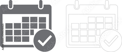 A calendar and a checklist with a checkmark on a white background