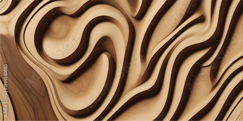 Wood Texture Background Luxury Dark Brown Wooden Surface with Cream Gold Swirl Flow Pattern Elegant Wood Grain Wallpaper Design