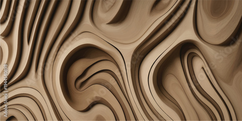 Dark Brown Wood Texture Background Wood Grain Pattern with Cream and Gold Swirl Waves Luxury Wooden Surface for Premium Wallpaper and Decor