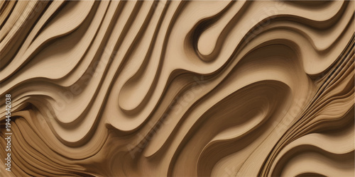 Layered Wood Panels With Wave Pattern