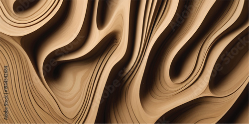 Smooth dark brown wood texture pattern with cream and gold swirls for a luxurious wallpaper design