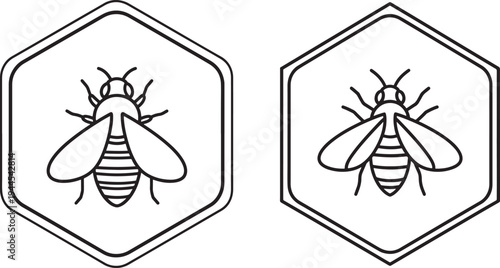 Bee in hexagon icon honey bee symbol