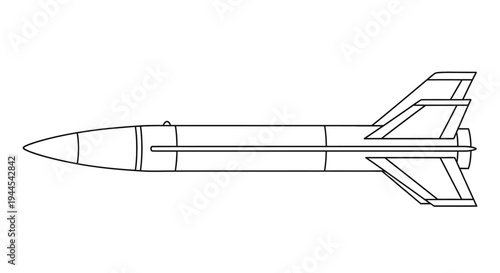 Line drawing of a missile showing its aerodynamic shape and fin structure