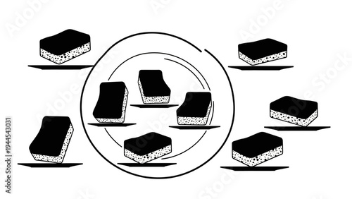 Black and white illustration of books.