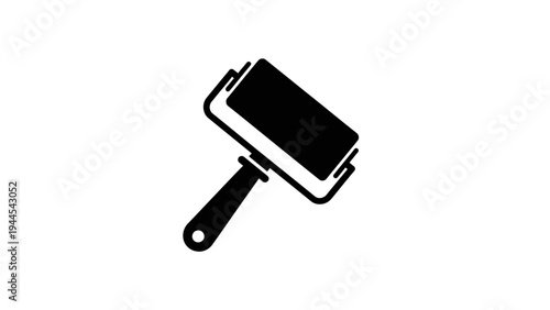A simple black icon of a paint roller.