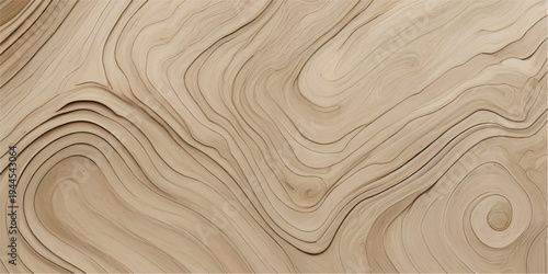 Abstract carved wood background with flowing topographic layers and smooth wavy lines.