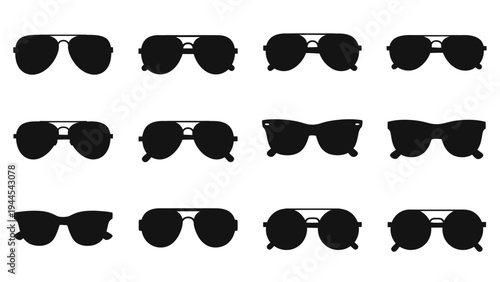 Collection of various sunglasses silhouettes.