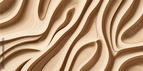 Luxurious brown leather and chocolate fabric texture featuring a golden silk pattern with smooth flowing waves of shiny satin material for a soft liquid design