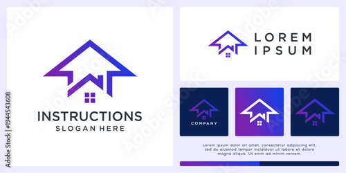 Instruction house logo design with arrow