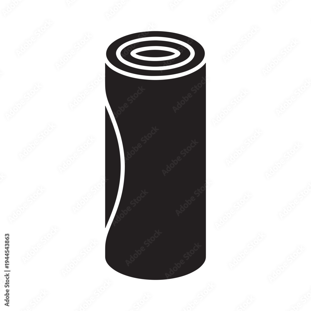 Fototapeta premium A black and white illustration of a rolled up carpet or rug