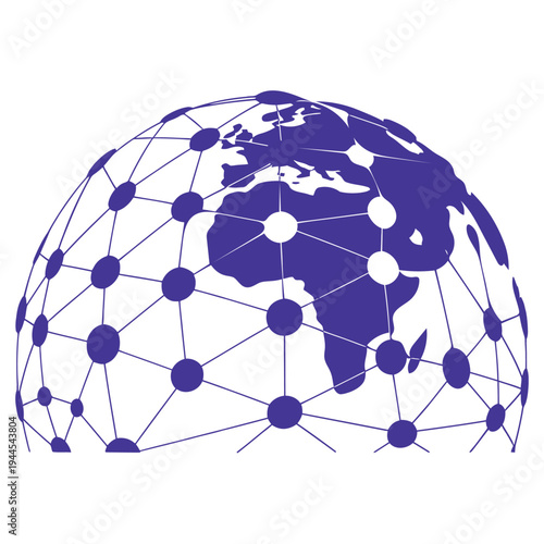Geographic network visualization of global satellite connections over a world map