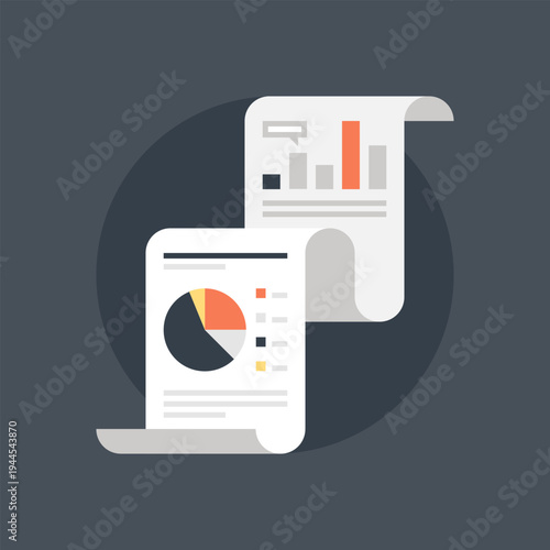 Visual Data flat web icon concept