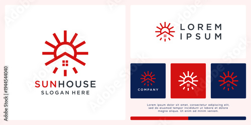 Sun house logo design template