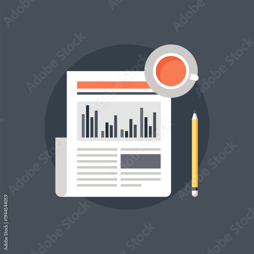 Business News flat web icon concept