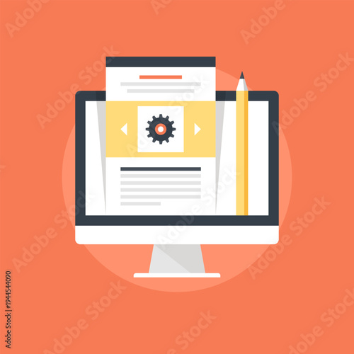 Blog Management flat web icon concept