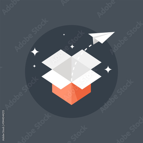 Product Release flat web icon concept