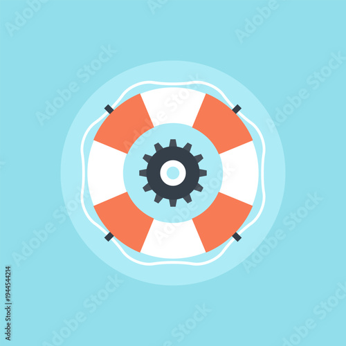 Technical Assistance flat web icon concept
