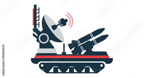 Military vehicle with radar dish and missiles a modern defense system illustration