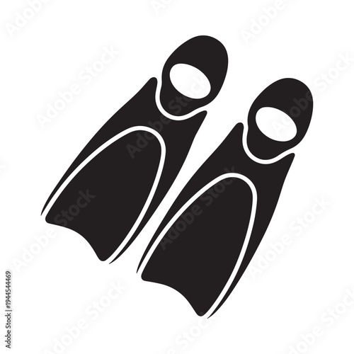 Black and white illustration of a pair of scuba diving fins