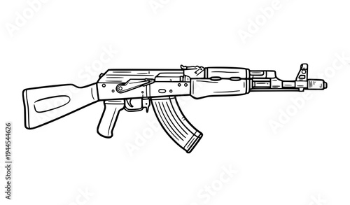 Cartoon AK-47 Assault Rifle Vector – Hand-Drawn Illustration