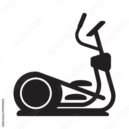 Simple black silhouette of an elliptical exercise machine for fitness