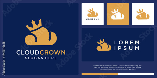 Cloud crown logo design template