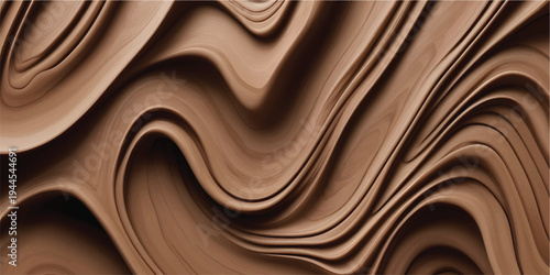 Smooth dark brown wood texture pattern with cream and gold swirls for a luxurious wallpaper design